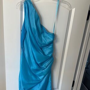 Ashro One Shoulder Dress in Vibrant Blue